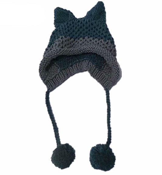 Fox Ears Beanie 100% Handmade Knit Hat