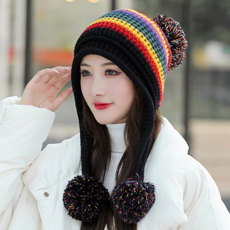 Knitted Two Layer Earflap Beanie