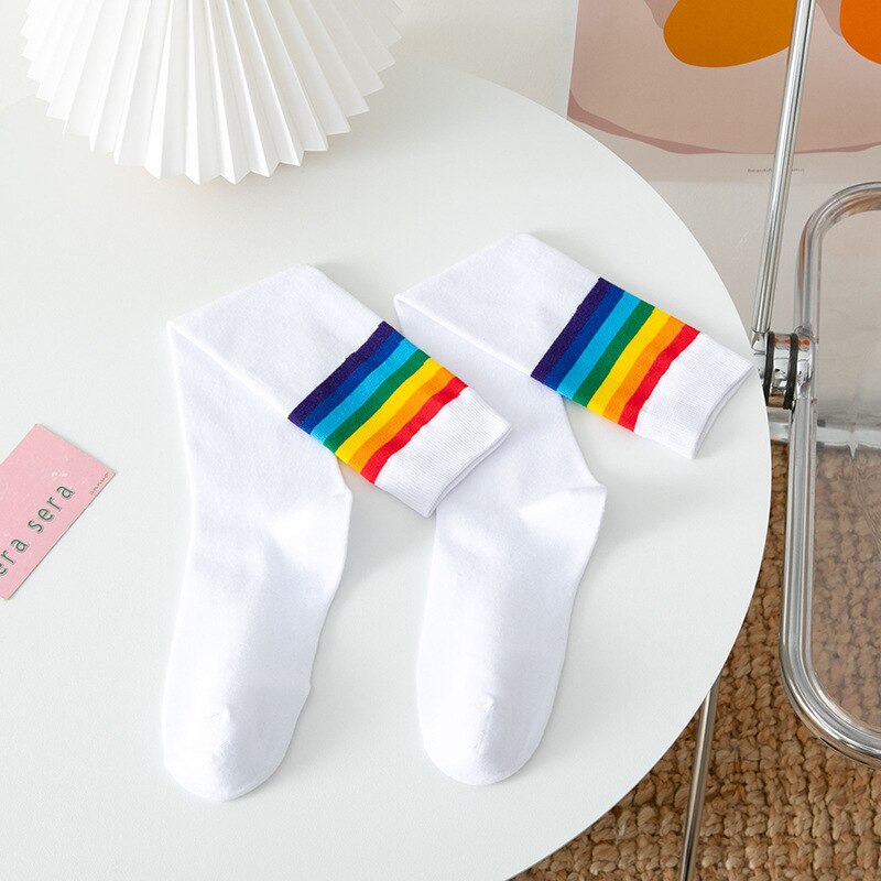 Rainbow Stripe Knee Socks